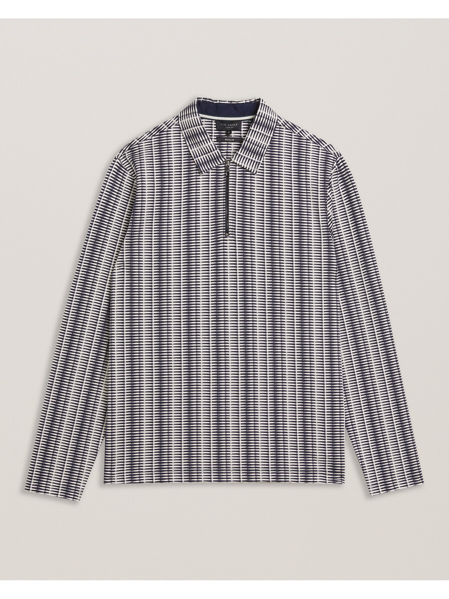 capuzzo - poloshirt met lange mouwen en geostreepte rits