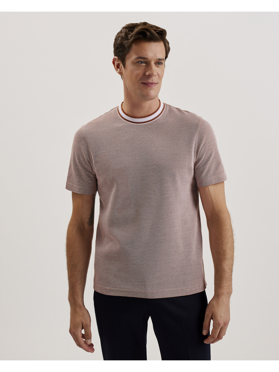 arlon - katoenen t-shirt met streepmotief en textuur