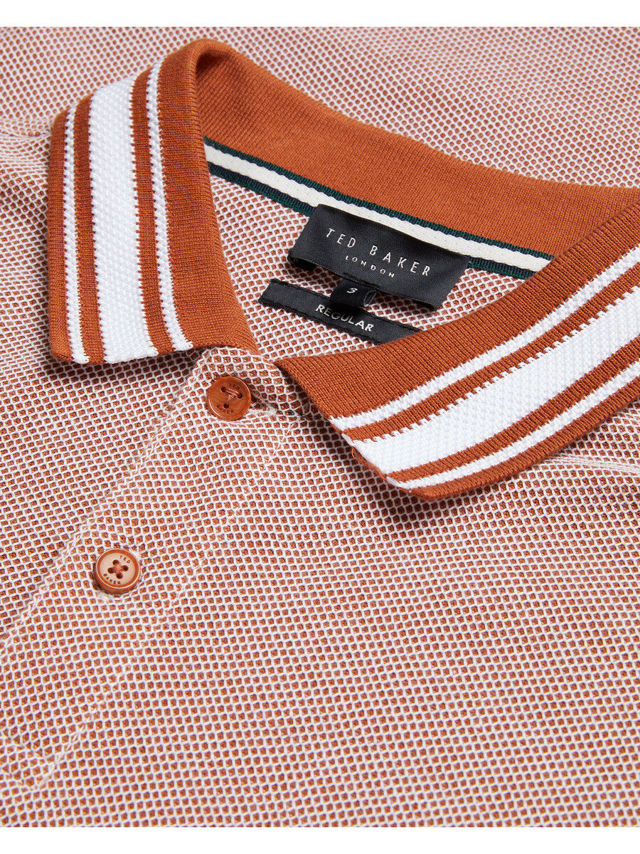 phenes - polo shirt van getextureerd katoen met streepafwerking