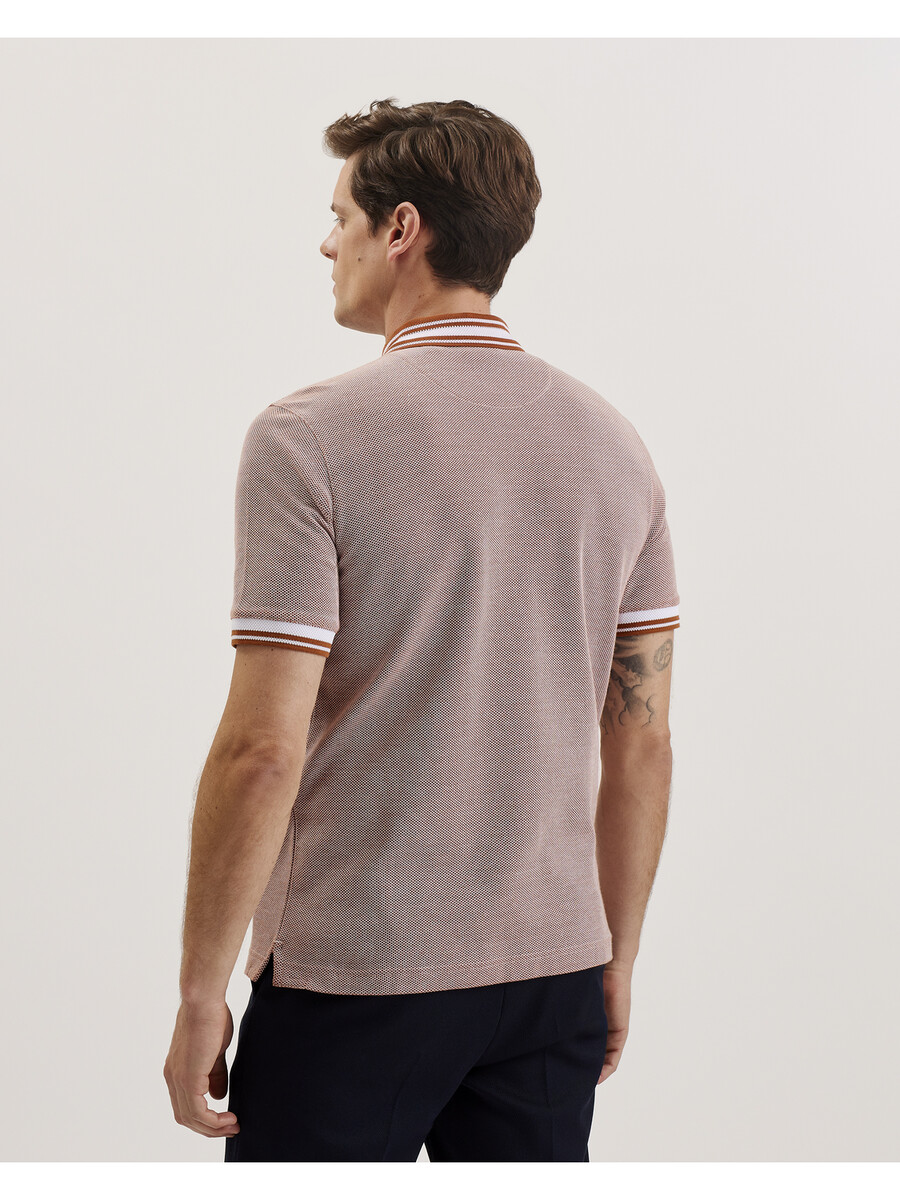 phenes - polo shirt van getextureerd katoen met streepafwerking