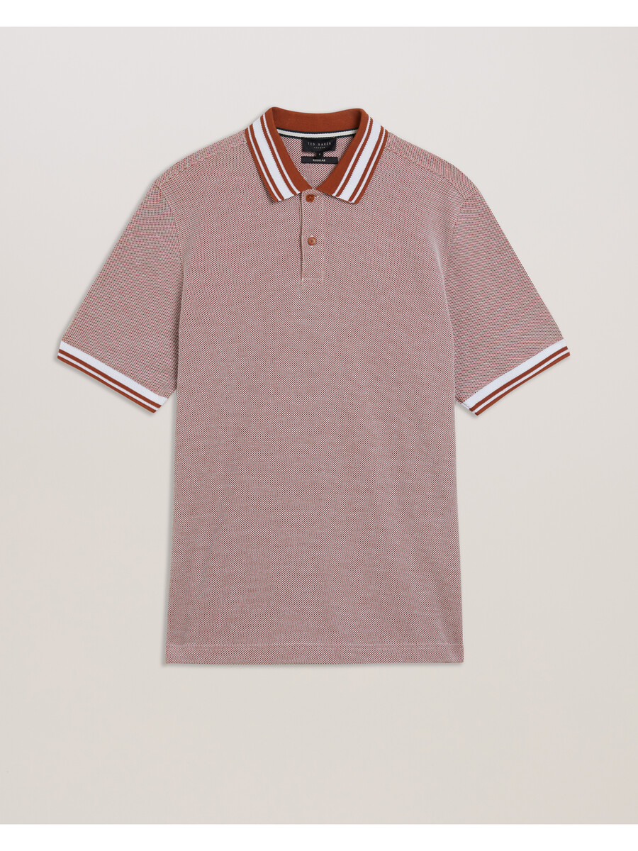 phenes - polo shirt van getextureerd katoen met streepafwerking