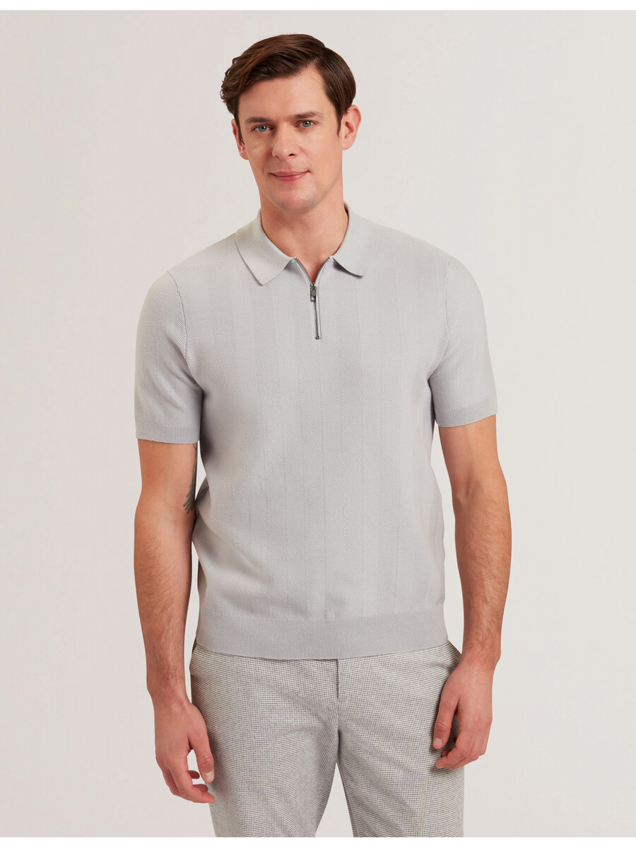 fourd - ss herringbone zip polo