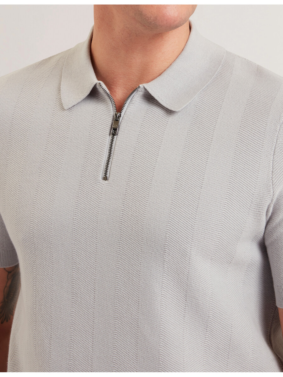 fourd - ss herringbone zip polo