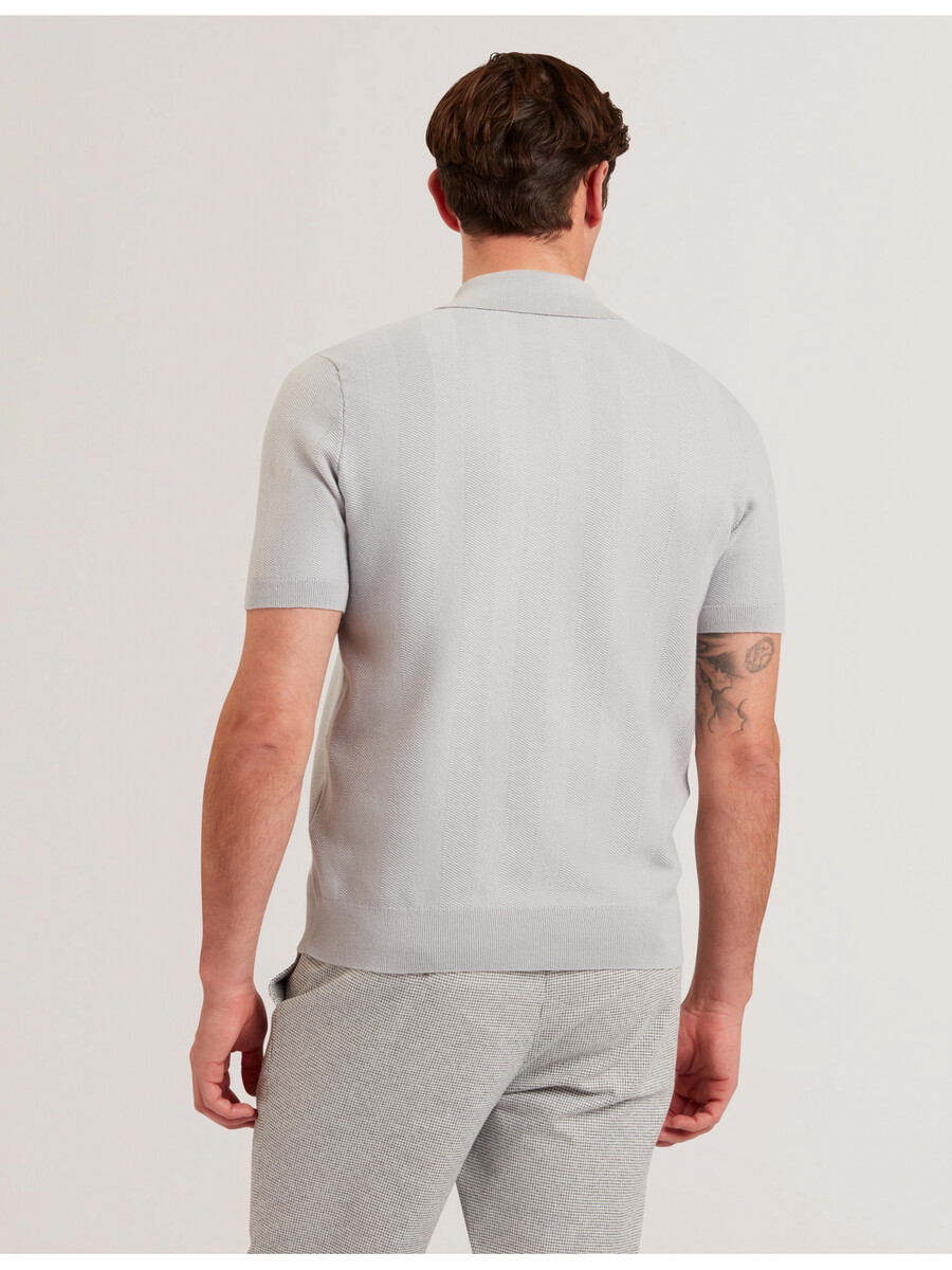fourd - ss herringbone zip polo