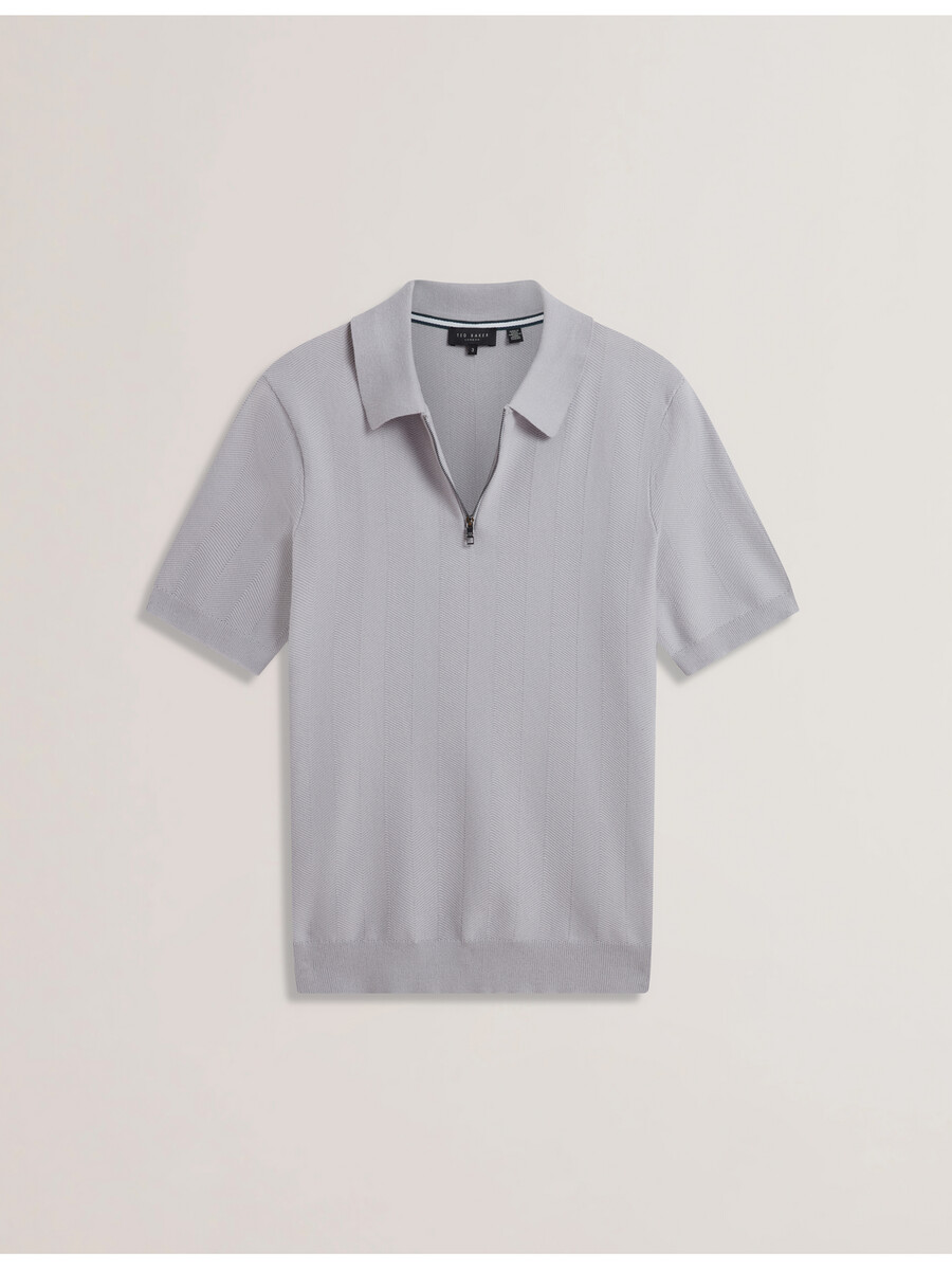 fourd - ss herringbone zip polo