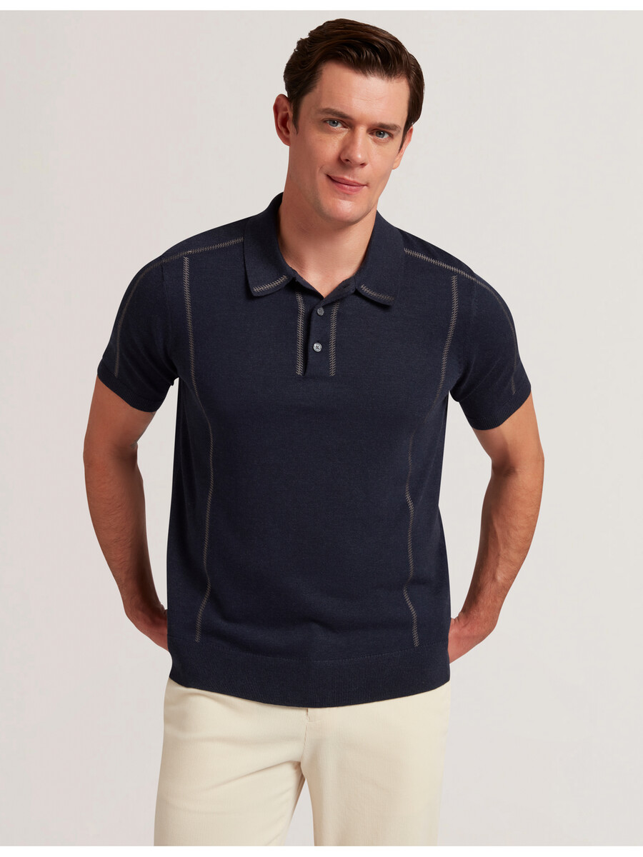 telle - ss regular polo met geborduurde knopen
