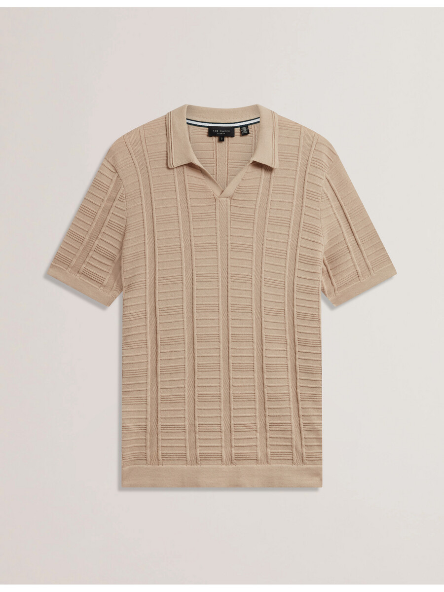 ruzza - ss polo met open hals en textuur