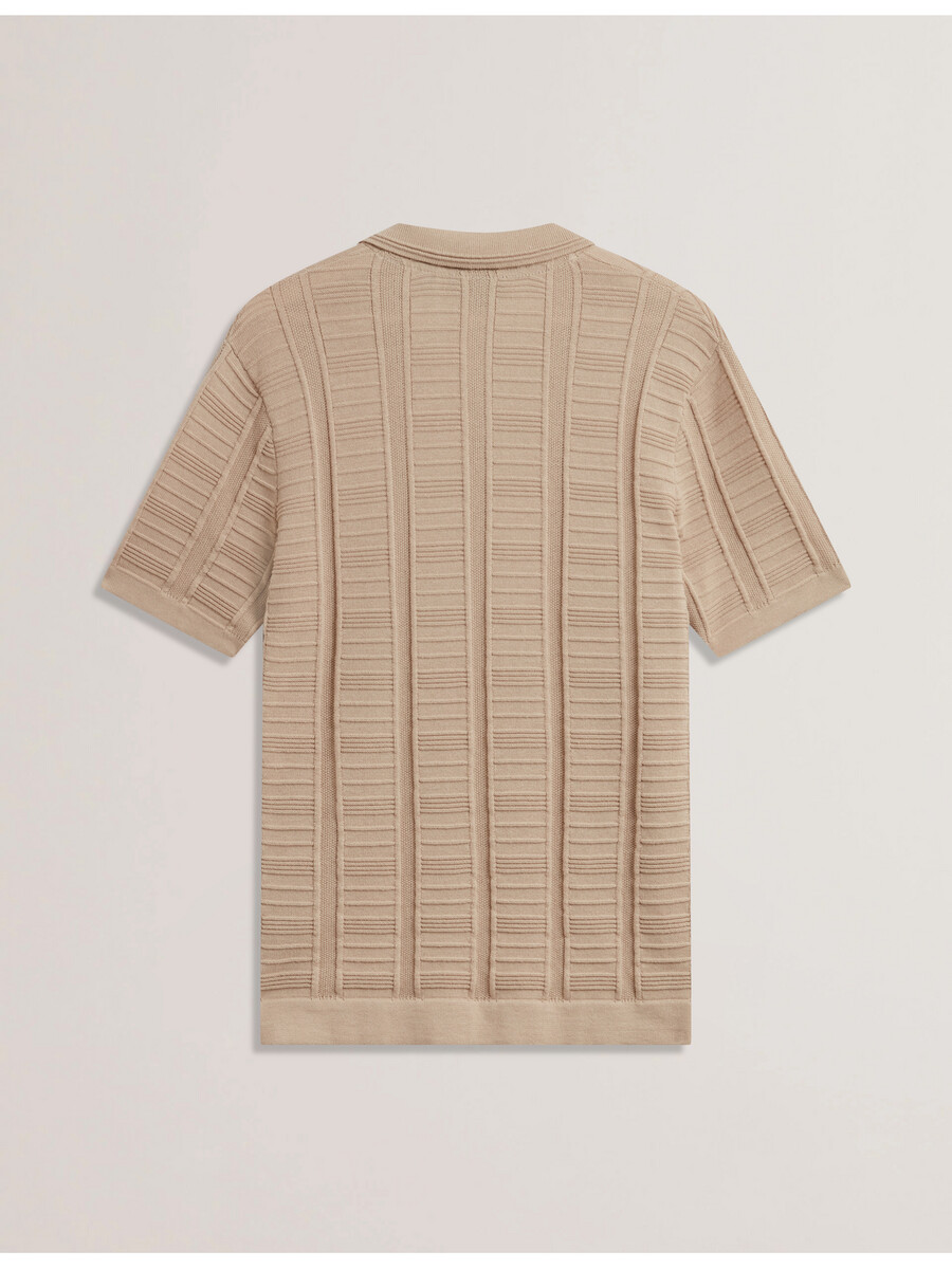 ruzza - ss polo met open hals en textuur