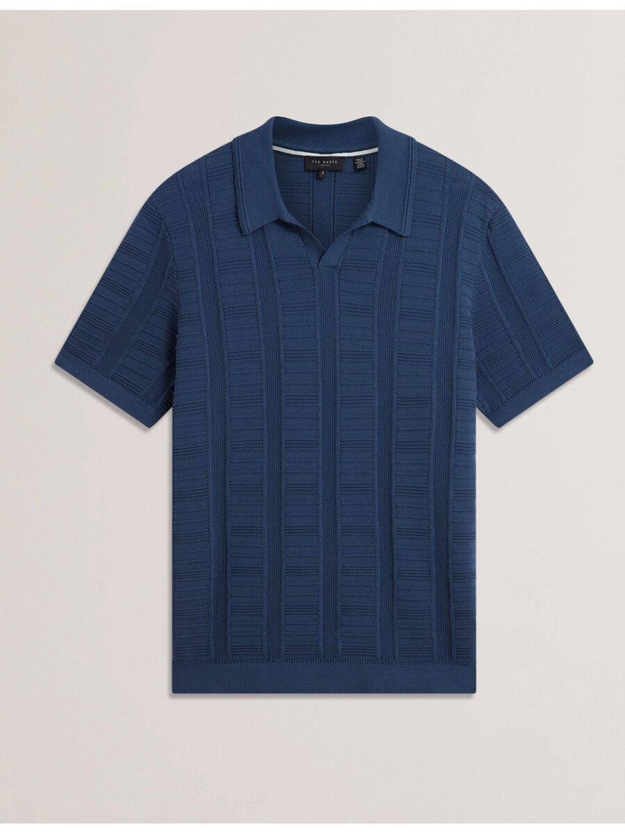 ruzza - ss polo met open hals en textuur