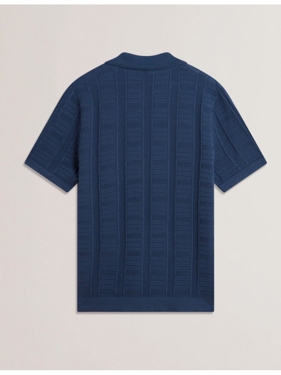 ruzza - ss polo met open hals en textuur