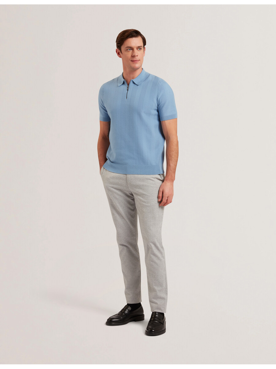 fourd - ss herringbone zip polo