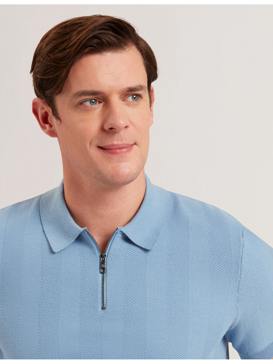 fourd - ss herringbone zip polo