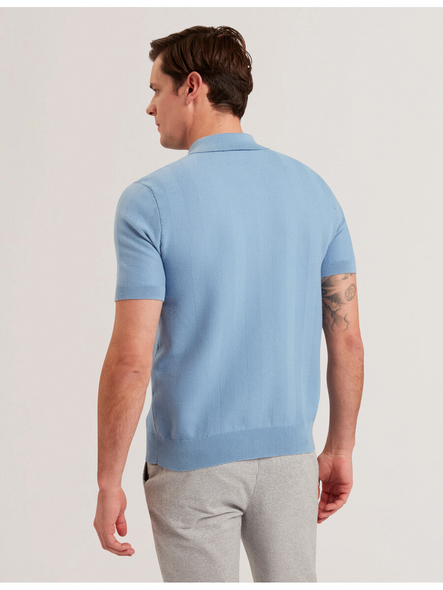 fourd - ss herringbone zip polo