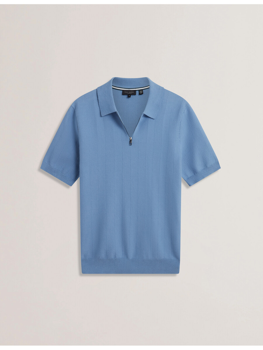 fourd - ss herringbone zip polo