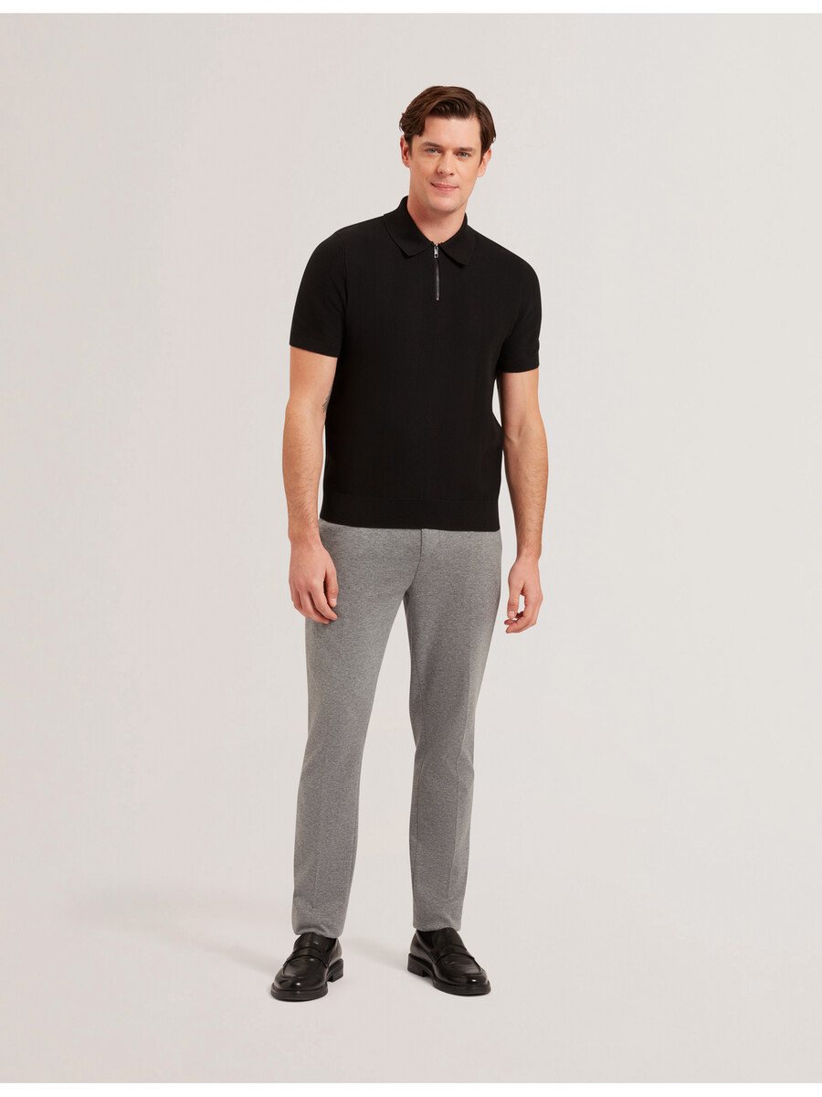 fourd - ss herringbone zip polo