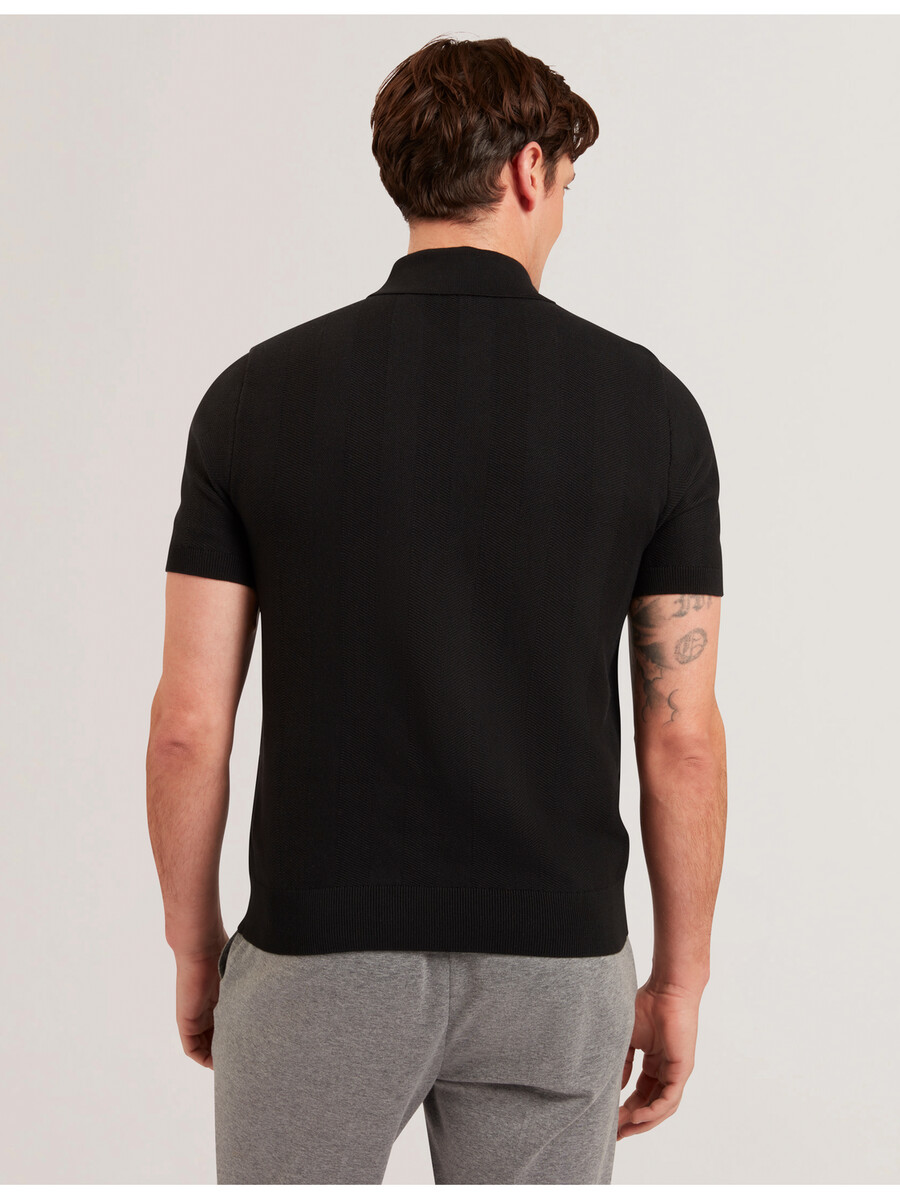 fourd - ss herringbone zip polo