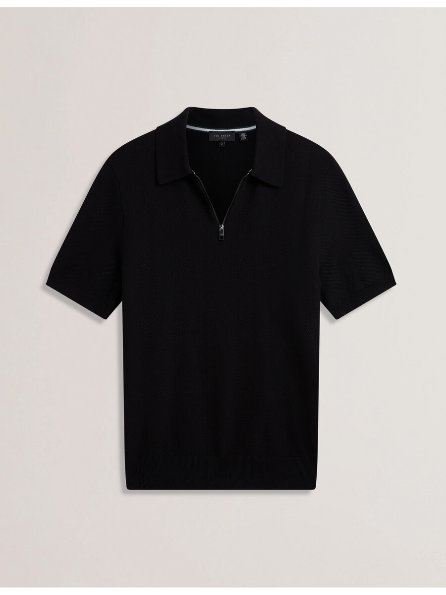 fourd - ss herringbone zip polo
