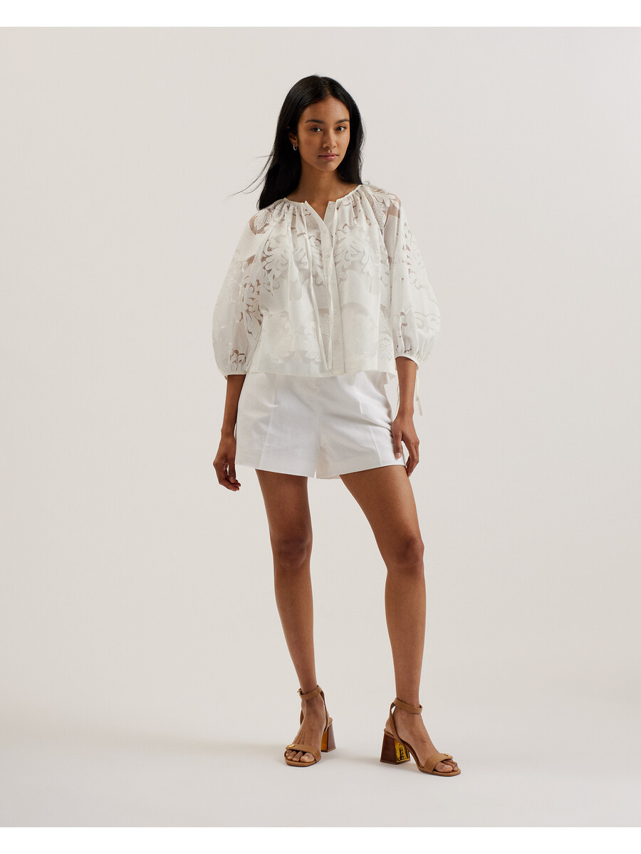 bacina - blouse met 34 ballonmouwen van kant