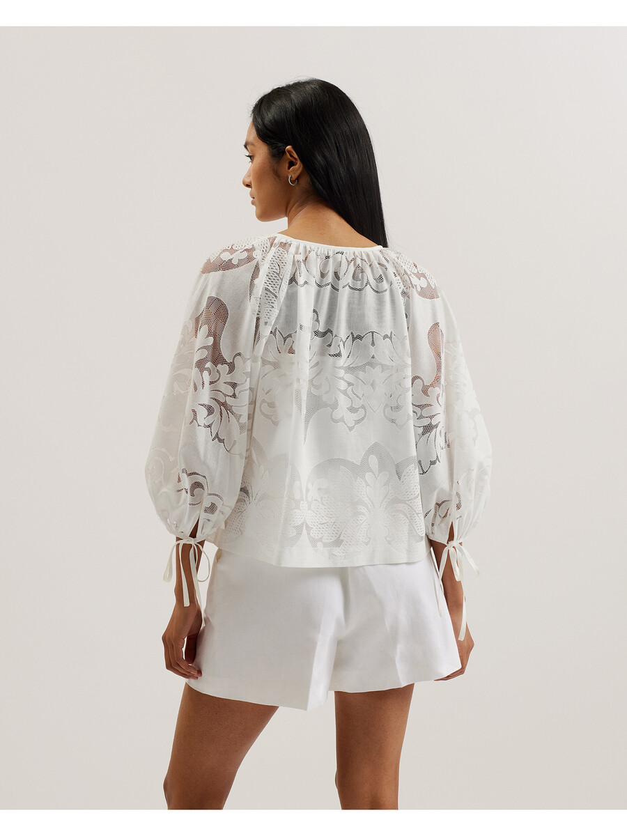 bacina - blouse met 34 ballonmouwen van kant