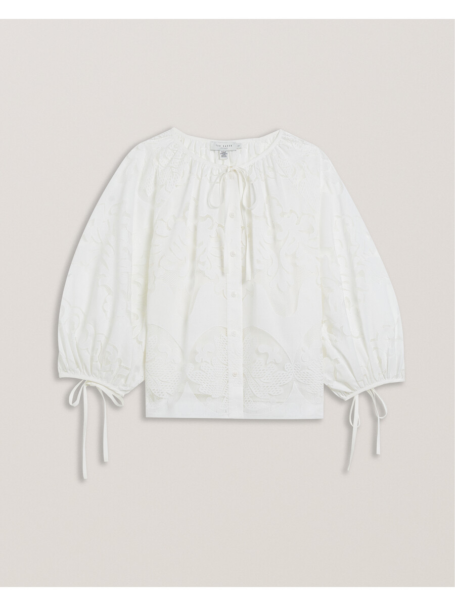 bacina - blouse met 34 ballonmouwen van kant
