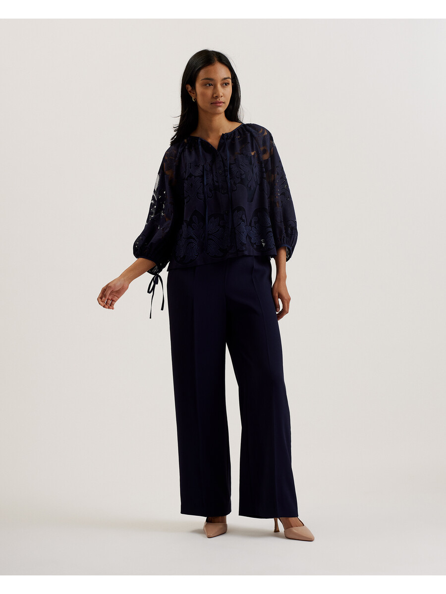 bacina - blouse met 34 ballonmouwen van kant