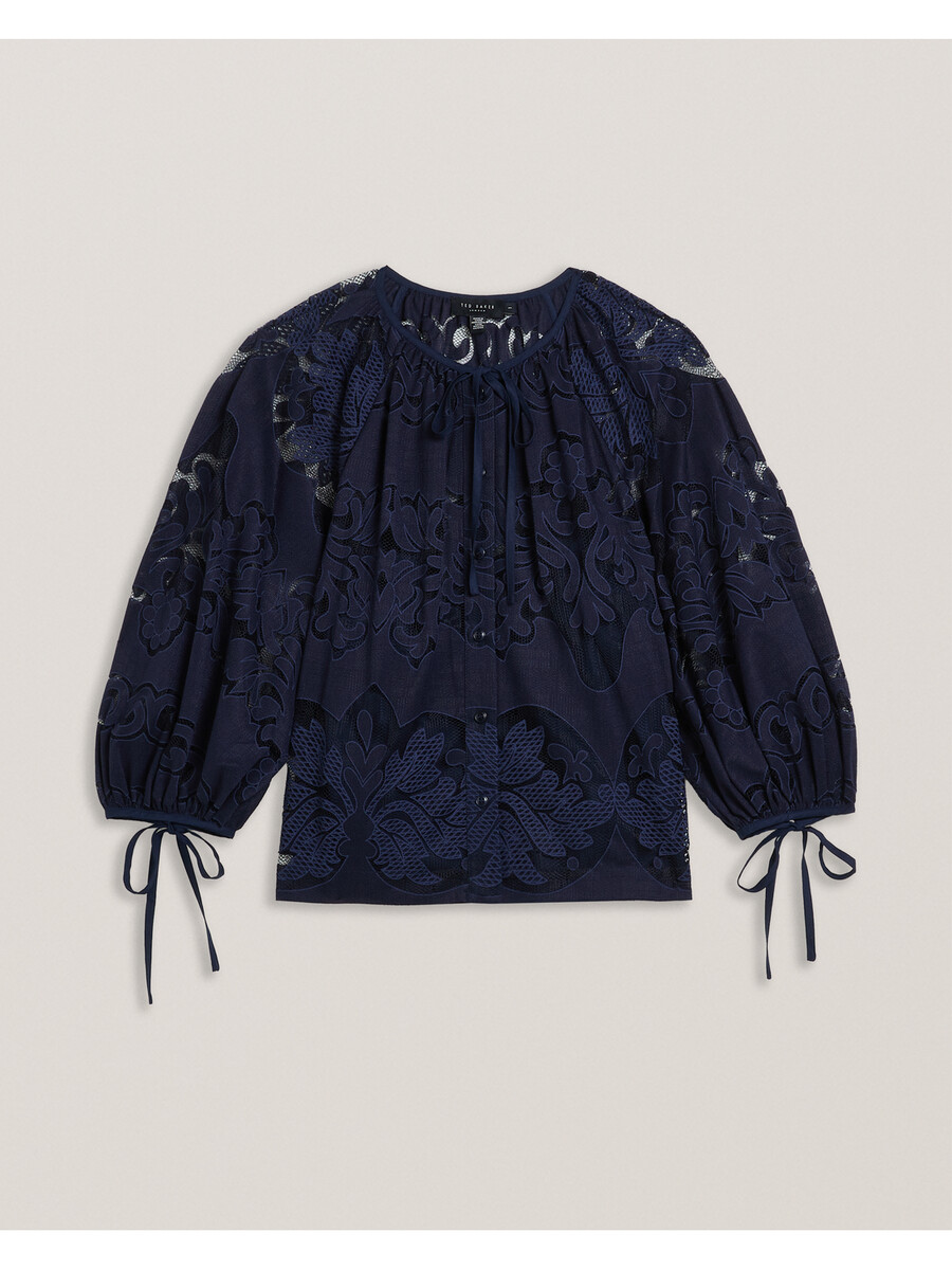 bacina - blouse met 34 ballonmouwen van kant