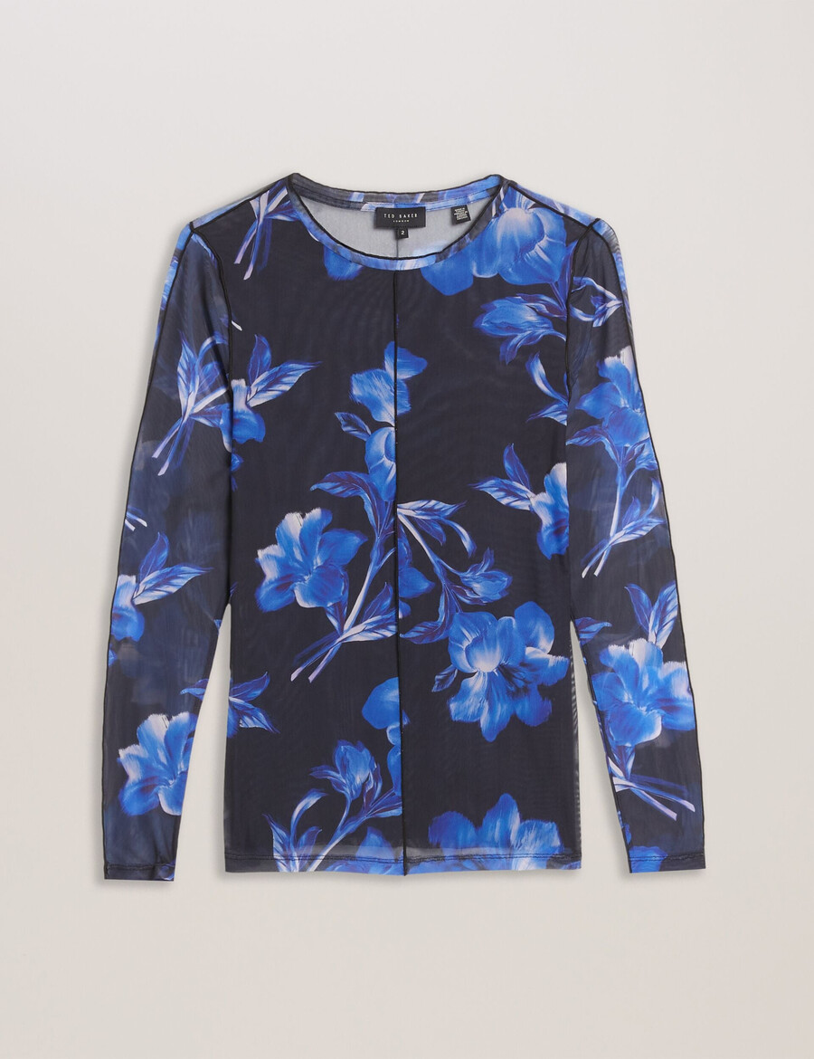 dekotha - top met lange mouwen en bloemenprint van mesh