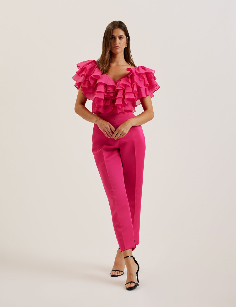calonda - oversized top met ruches en v-hals