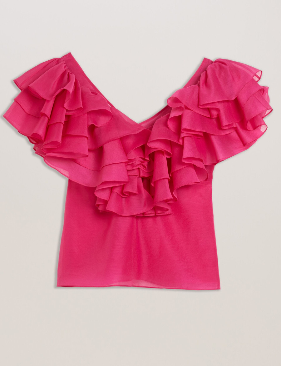 calonda - oversized top met ruches en v-hals