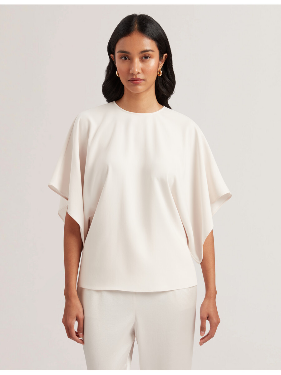 cherika - vleermuismouwblouse met korte mouwen van geweven materiaal