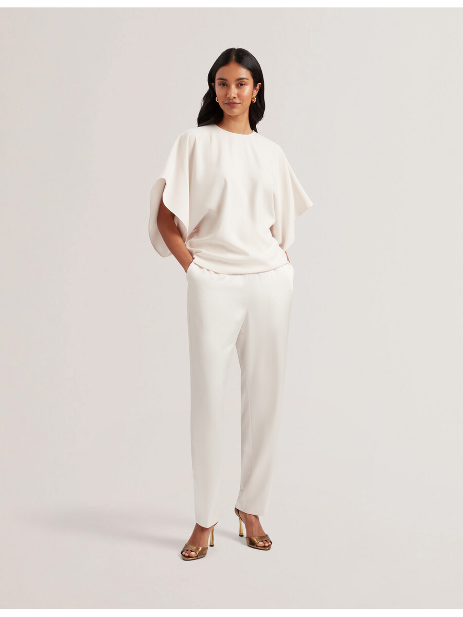 cherika - vleermuismouwblouse met korte mouwen van geweven materiaal