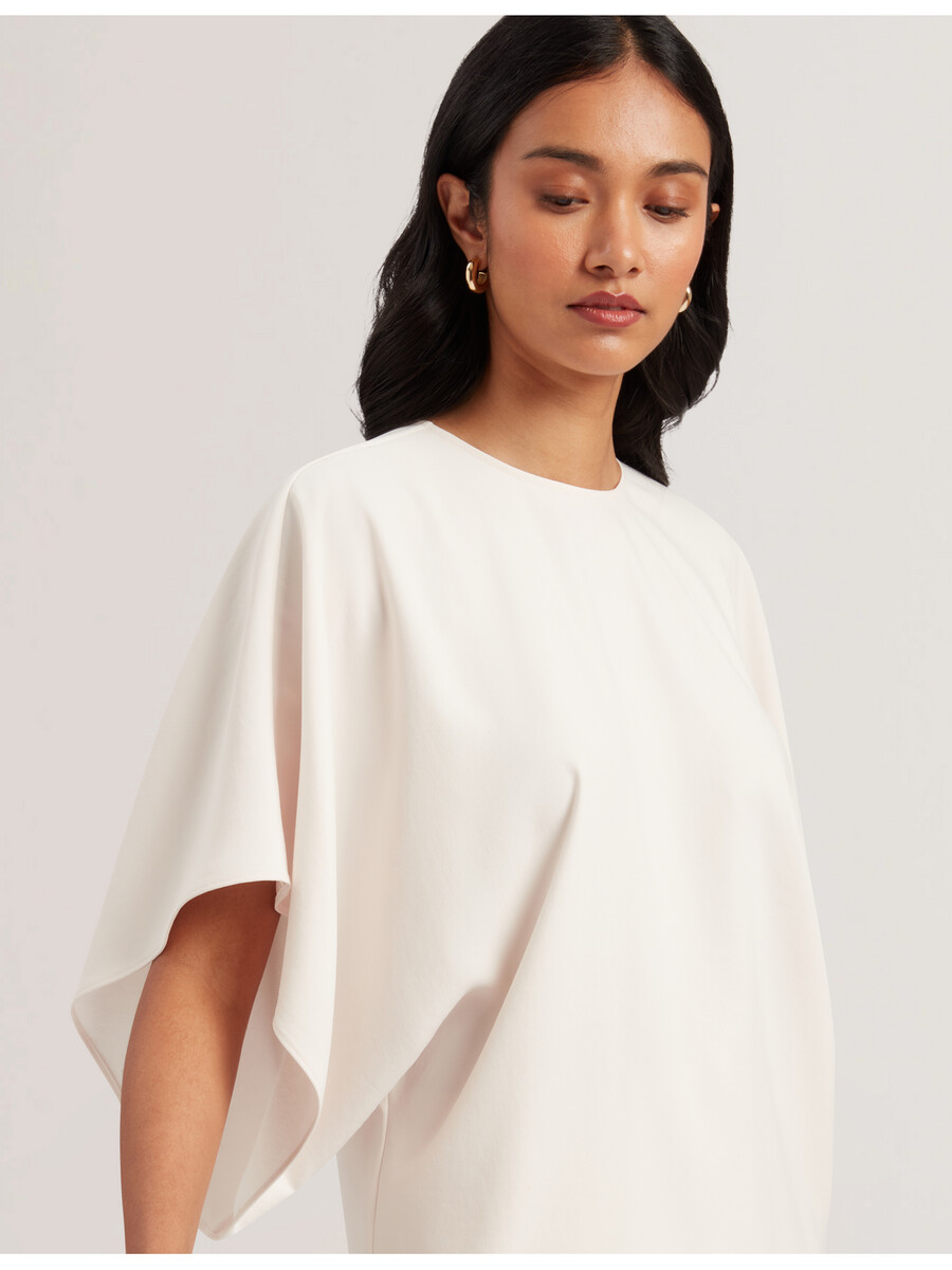 cherika - vleermuismouwblouse met korte mouwen van geweven materiaal