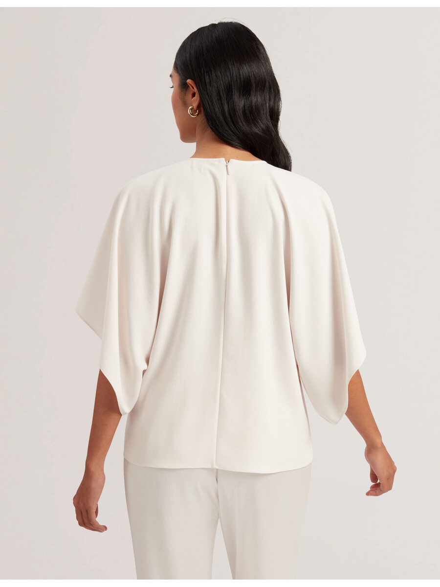 cherika - vleermuismouwblouse met korte mouwen van geweven materiaal