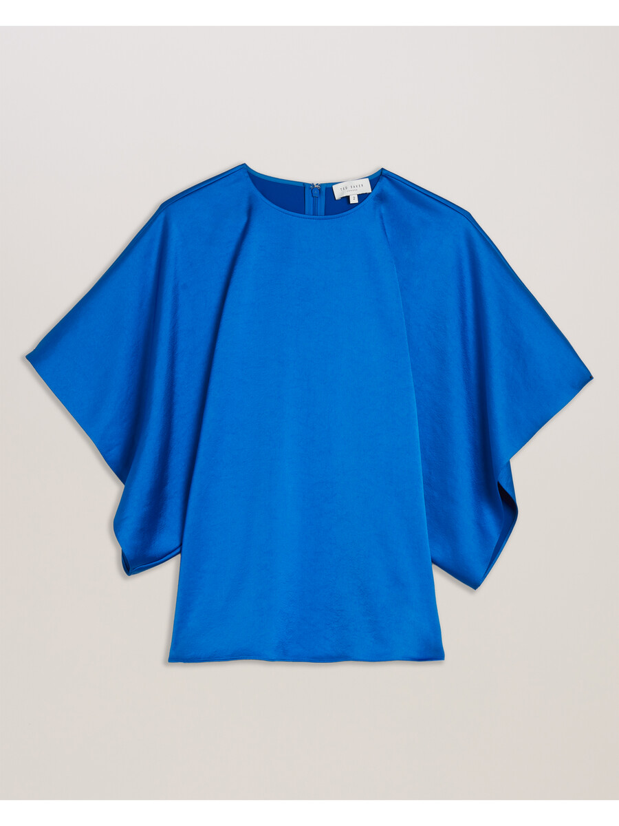 cherika - satijnen blouse met korte mouwen en vleermuismouwen
