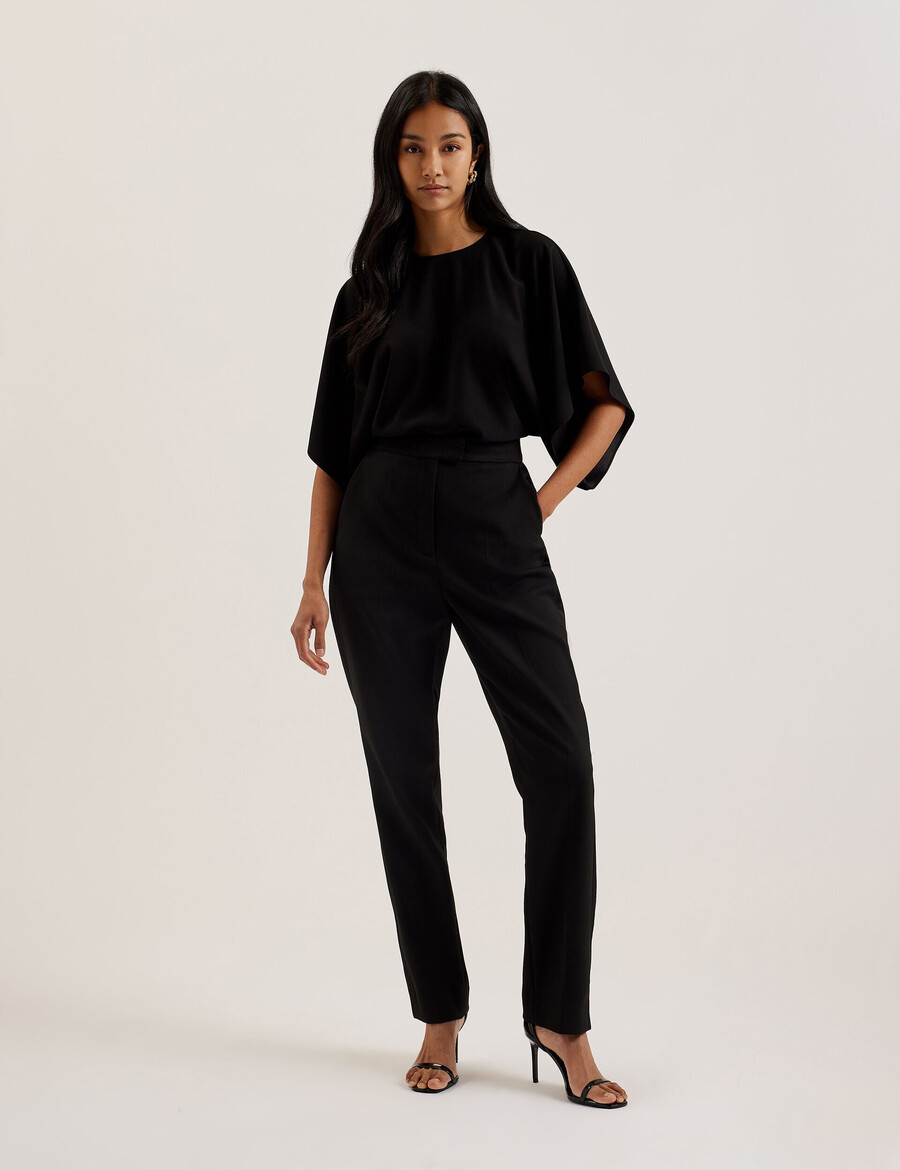 cherika - vleermuismouwblouse met korte mouwen van geweven materiaal