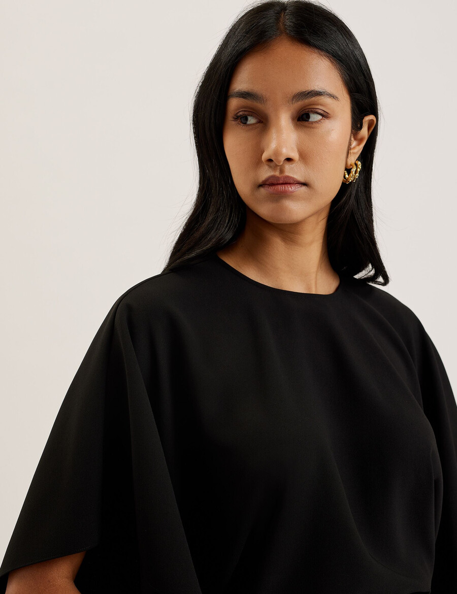 cherika - vleermuismouwblouse met korte mouwen van geweven materiaal