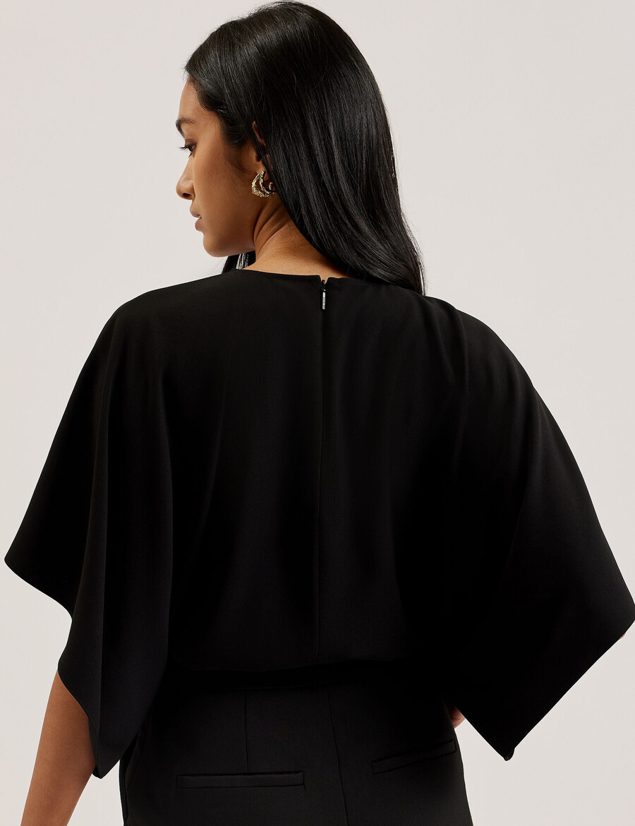 cherika - vleermuismouwblouse met korte mouwen van geweven materiaal