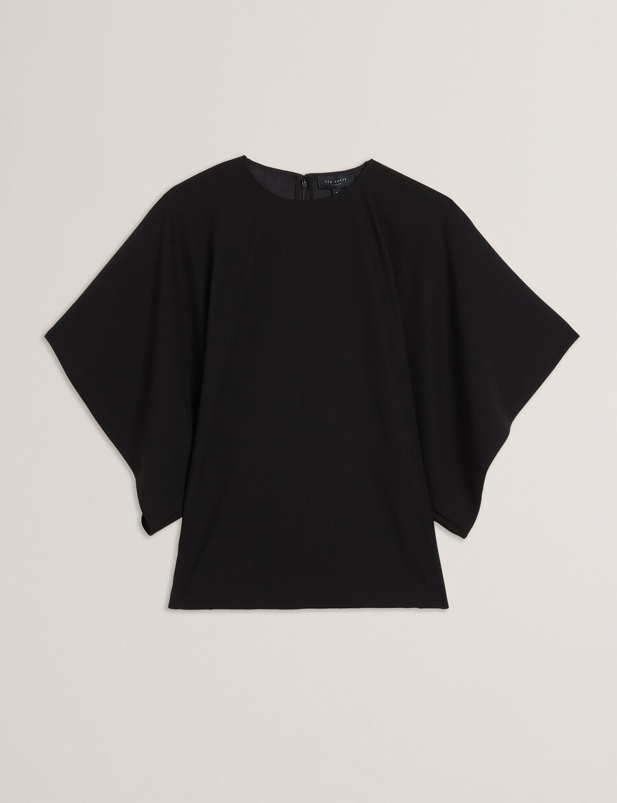 cherika - vleermuismouwblouse met korte mouwen van geweven materiaal