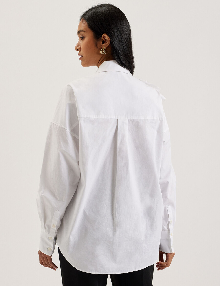 allai - oversized katoenen overhemd met corsage-detail