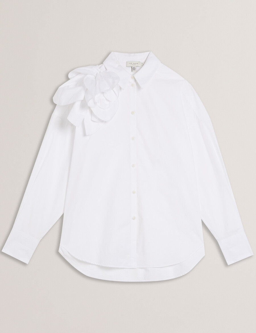 allai - oversized katoenen overhemd met corsage-detail