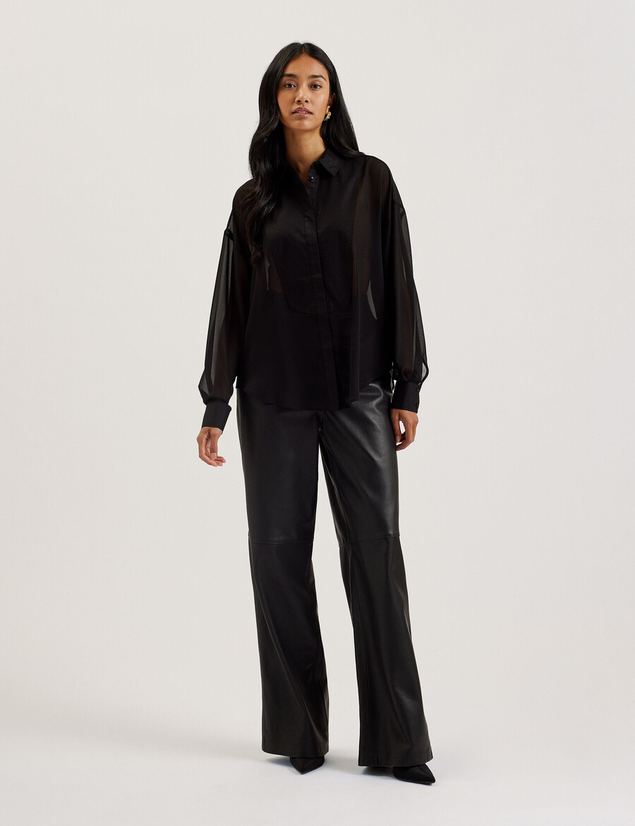 lechosa - blouse met lange mouwen en borststuk doorschijnend.