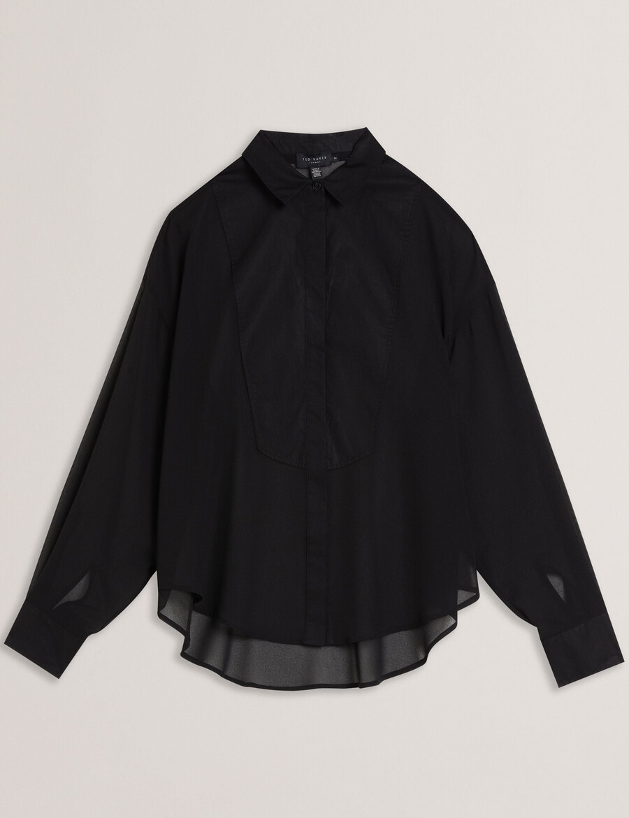lechosa - blouse met lange mouwen en borststuk doorschijnend.