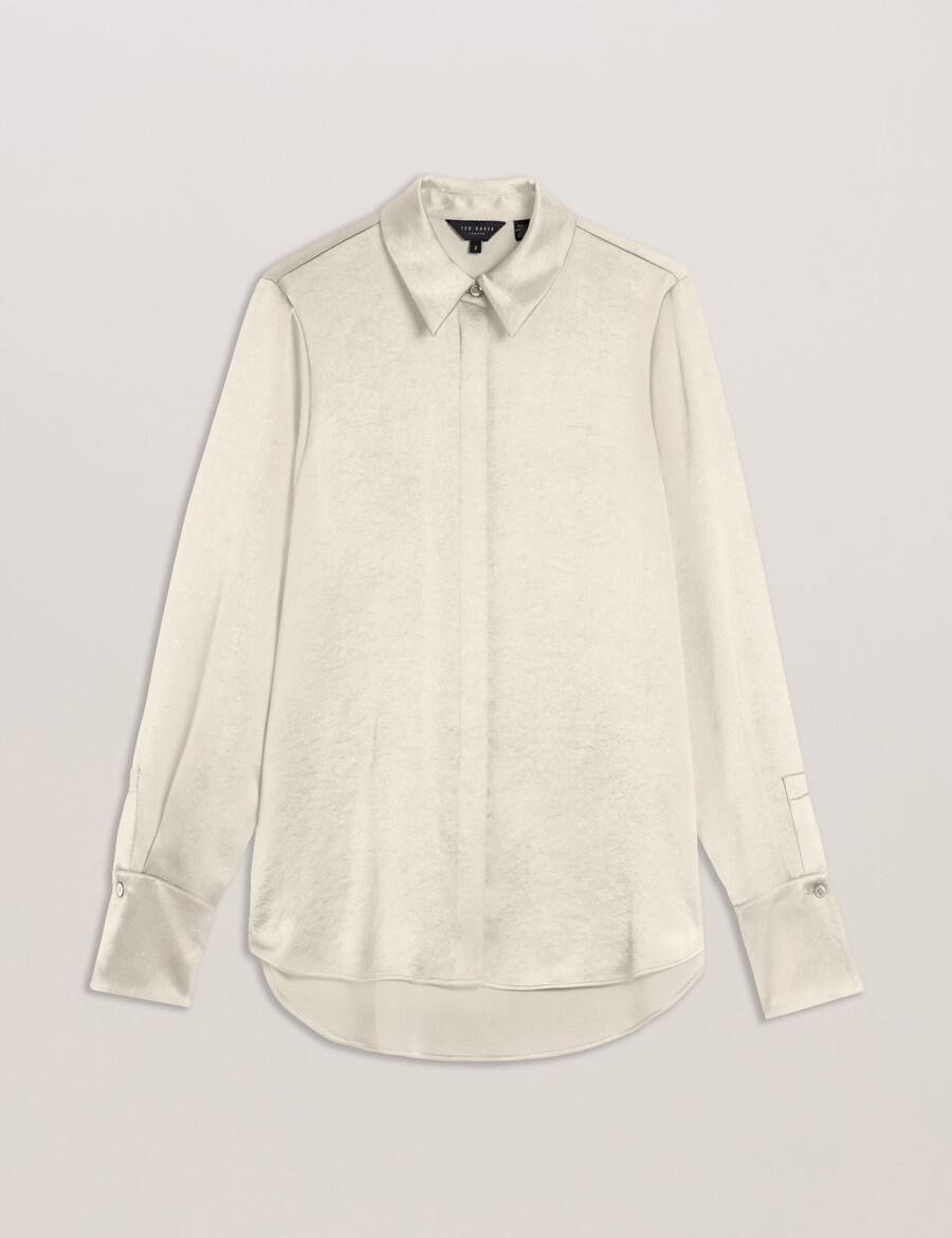sonora - lange satijnen blouse met bedekte sluiting