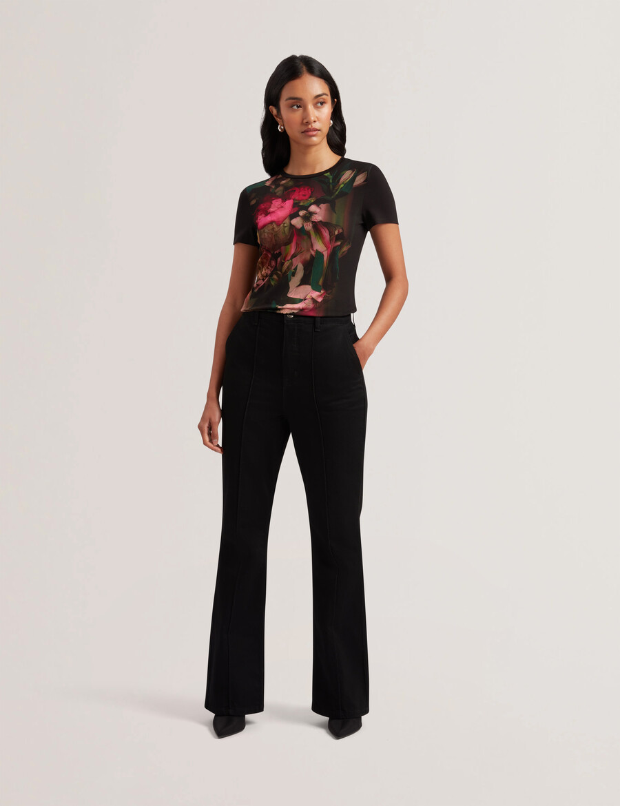 sunnyy - slim fit t-shirt met wazige bloemenprint
