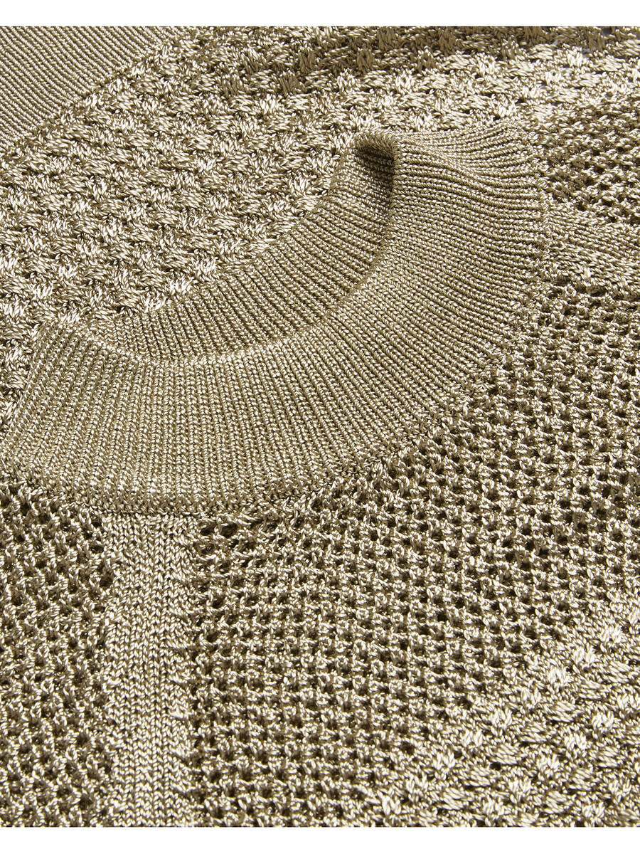 abaly - metallic gebreide top met korte mouwen