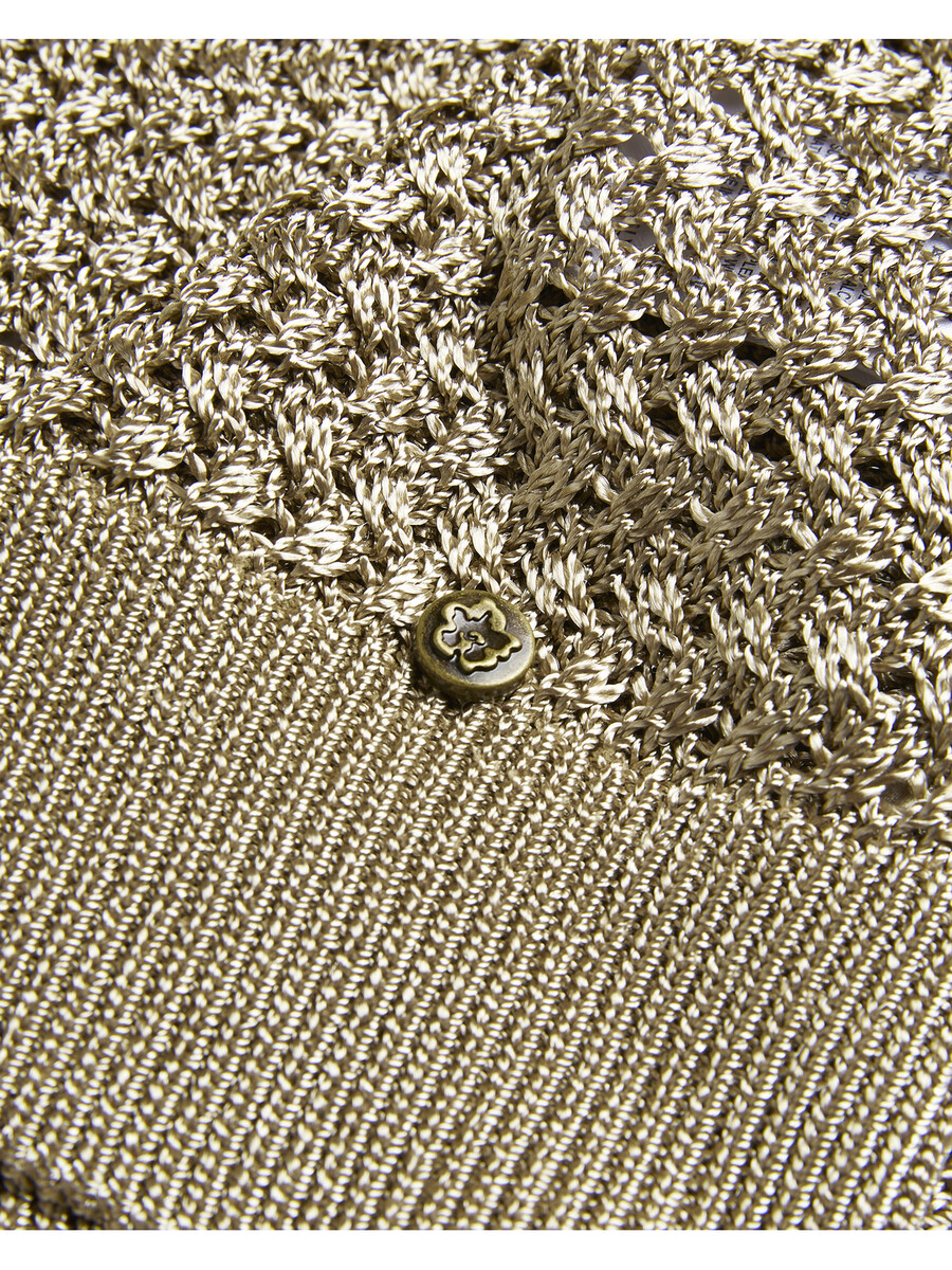 abaly - metallic gebreide top met korte mouwen